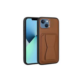 Zore Apple iPhone 13 Uyumlu Kahverengi Kartlıklı Standlı ​Pu Deri Memo Kapak Kılıf