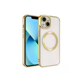 Zore Apple iPhone 13 Uyumlu Magsafe Wireless Şarj Özellikli Setro Silikon Gold Kılıf