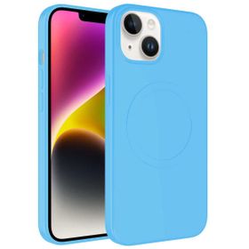 Zore Apple iPhone 13 Uyumlu Mavi Açık Magsafe Wireless Şarj Özellikli Pastel Renk Silikon Plas Kapak Kılıf