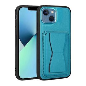 Zore Apple iPhone 13 Uyumlu Mavi Kartlıklı Standlı ​Pu Deri Memo Kapak Kılıf