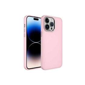 Zore Apple iPhone 13 Uyumlu Pembe Metal Çerçeve ve Buton Tasarımlı Silikon Luna Kapak Kılıf