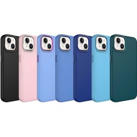 Zore Apple iPhone 13 Uyumlu Sierra Mavi Metal Çerçeve ve Buton Tasarımlı Silikon Luna Kapak Kılıf
