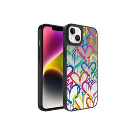 Zore Apple iPhone 14 Plus Aynalı Kalp Desenli Kamera Korumalı Parlak Mirror Kapak Kılıf