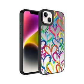 Zore Apple iPhone 14 Plus Aynalı Kalp Desenli Kamera Korumalı Parlak Mirror Kapak Kılıf