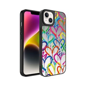 Zore Apple iPhone 14 Plus Aynalı Kalp Desenli Kamera Korumalı Parlak Mirror Kapak Kılıf