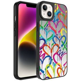 Zore Apple iPhone 14 Plus Aynalı Kalp Desenli Kamera Korumalı Parlak Mirror Kapak Kılıf