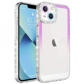 Zore Apple iPhone 14 Plus Simli Renk Geçiş Tasarımlı Lens Korumalı Park Kapak Kılıf
