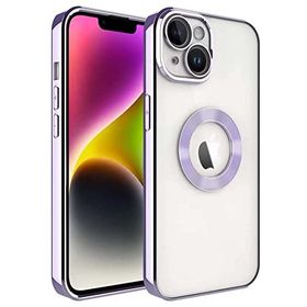 Zore Apple iPhone 14 Plus Uyumlu Kamera Korumalı Logo Gösteren Omega Kapak Lila Kılıf