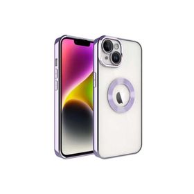 Zore Apple iPhone 14 Plus Uyumlu Kamera Korumalı Logo Gösteren Omega Kapak Lila Kılıf