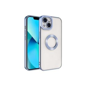 Zore Apple iPhone 14 Plus Uyumlu Kamera Korumalı Logo Gösteren Omega Kapak Mavi Açık Kılıf