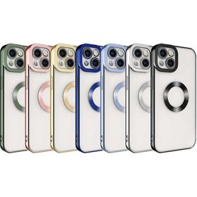 Zore Apple iPhone 14 Plus Uyumlu Kamera Korumalı Logo Gösteren Omega Kapak Mavi Açık Kılıf
