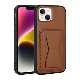 Zore Apple iPhone 14 Plus Uyumlu Kartlıklı Standlı ​Pu Deri Memo Kapak Kahverengi Kılıf
