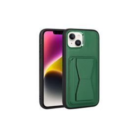 Zore Apple iPhone 14 Plus Uyumlu Kartlıklı Standlı ​Pu Deri Memo Kapak Koyu Yeşil Kılıf