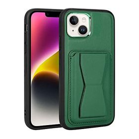 Zore Apple iPhone 14 Plus Uyumlu Kartlıklı Standlı ​Pu Deri Memo Kapak Koyu Yeşil Kılıf