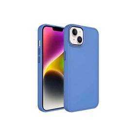 Zore Apple iPhone 14 Plus Uyumlu Metal Çerçeve ve Buton Tasarımlı Silikon Luna Kapak Lavendery Gray Kılıf