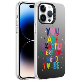 Zore Apple iPhone 14 Pro Desenli Silver Sert Kapak Kılıf