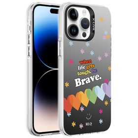 Zore Apple iPhone 14 Pro Max Desenli Silver Sert Kapak Kılıf