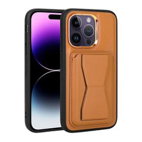 Zore Apple iPhone 14 Pro Max Uyumlu Kartlıklı Standlı ​Pu Deri Memo Kapak Kahve Açık Cep Telefonu Kılıfı