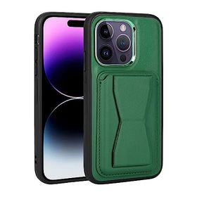 Zore Apple iPhone 14 Pro Max Uyumlu Koyu Yeşil Kartlıklı Standlı ​Pu Deri Memo Kapak Kılıf