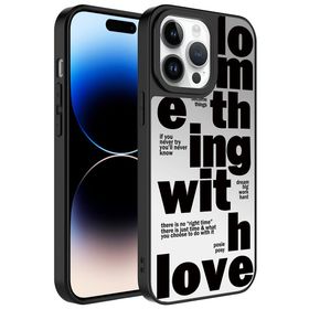 Zore Apple iPhone 14 Pro Max Uyumlu Love Aynalı Desenli Kamera Korumalı Parlak Mirror Kapak Kılıf