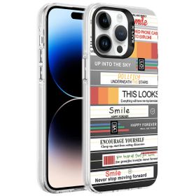 Zore Apple iPhone 14 Pro Max Uyumlu Mottolar Desenli Silver Sert Kapak Kılıf