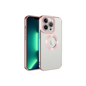 Zore Apple iPhone 14 Pro Max Uyumlu Rose Gold Kamera Korumalı Logo Gösteren Omega Kapak Kılıf