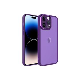 Zore Apple iPhone 14 Pro Uyumlu Derin Mor Kamera Korumalı Transparan Post Kapak Kılıf