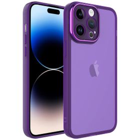 Zore Apple iPhone 14 Pro Uyumlu Derin Mor Kamera Korumalı Transparan Post Kapak Kılıf