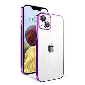 Zore Apple iPhone 14 Uyumlu Kamera Korumalı Renkli Çerçeveli Garaj Kapak Lila Kılıf