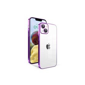 Zore Apple iPhone 14 Uyumlu Kamera Korumalı Renkli Çerçeveli Garaj Kapak Lila Kılıf
