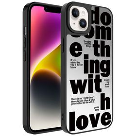 Zore Apple iPhone 14 Uyumlu Love Aynalı Desenli Kamera Korumalı Parlak Mirror Kapak Kılıf