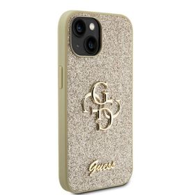 Zore Apple iPhone 15 Guess Orijinal Lisanslı 4G Büyük Metal Logolu Glitter Kapak Kılıf
