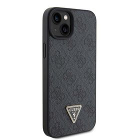 Zore Apple iPhone 15 Guess Orijinal Lisanslı PU Deri Taşlı Üçgen Logo 4G Desenli Strass Kapak Kılıf