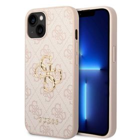 Zore Apple iPhone 15 Guess Orijinal Lisanslı PU Deri Yazı ve 4G Metal Logolu Desenli Kapak Kılıf
