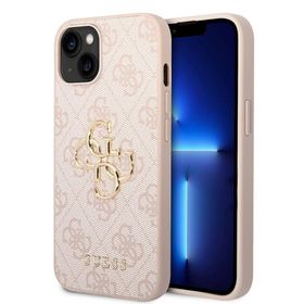 Zore Apple iPhone 15 Guess Orijinal Lisanslı PU Deri Yazı ve 4G Metal Logolu Desenli Kapak Kılıf