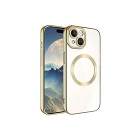 Zore Apple iPhone 15 Plus Uyumlu Gold Magsafe Wireless Şarj Özellikli Setro Silikon Kılıf