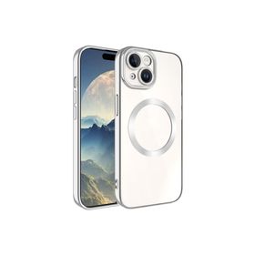 Zore Apple iPhone 15 Plus Uyumlu Gümüş Magsafe Wireless Şarj Özellikli Setro Silikon Kılıf