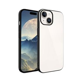Zore Apple iPhone 15 Plus Uyumlu Siyah Sert PC Renkli Çerçeveli Riksos Kapak Kılıf