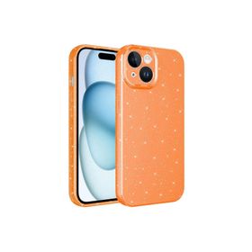 Zore Apple iPhone 15 Plus Uyumlu Turuncu Kamera Korumalı Simli Lüks Koton Kapak Kılıf