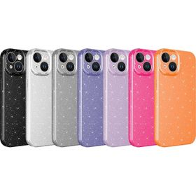 Zore Apple iPhone 15 Plus Uyumlu Turuncu Kamera Korumalı Simli Lüks Koton Kapak Kılıf