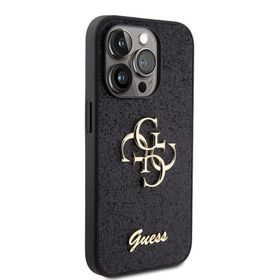 Zore Apple iPhone 15 Pro Guess Orijinal Lisanslı 4G Büyük Metal Logolu Glitter Kapak Kılıf