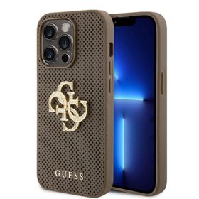 Zore Apple iPhone 15 Pro Guess Orijinal Lisanslı Delikli Yazı ve 4G Glitter Büyük Metal Logolu Kapak Kılıf