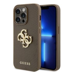 Zore Apple iPhone 15 Pro Guess Orijinal Lisanslı Delikli Yazı ve 4G Glitter Büyük Metal Logolu Kapak Kılıf