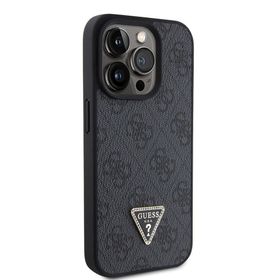Zore Apple iPhone 15 Pro Guess Orijinal Lisanslı PU Deri Taşlı Üçgen Logo 4G Desenli Strass Kapak Kılıf