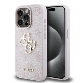 Zore Apple iPhone 15 Pro Guess Orijinal Lisanslı PU Deri Yazı ve 4G Metal Logolu Desenli Kapak Kılıf