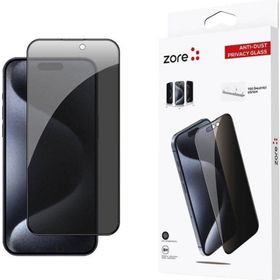 Zore Apple iPhone 15 Pro Max Uyumlu Anti Dust Privacy Temperli Ekran Koruyucu