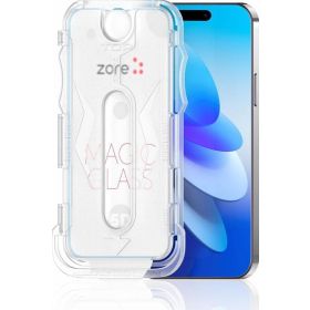 Zore Apple iPhone 15 Pro Max Uyumlu Kolay Uygulama Aparatlı 5D Magic Glass Cam Ekran Koruyucu