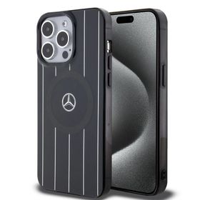 Zore Apple iPhone 15 Pro Mercedes Benz Orijinal Lisanslı Magsafe Şarj Özellikli Çift Katmanlı Paralel Çizgi Desenli Kapak Kılıf