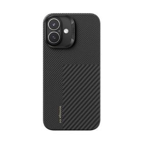 Zore Apple iPhone 16 Magsafe Şarj Özellikli Karbon Fiber Benks Montage ArmorAir Kevlar Kapak Siyah Kılıf
