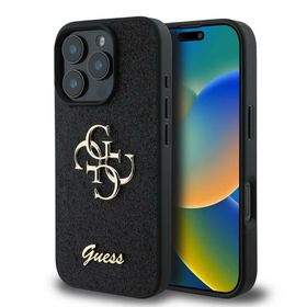 Zore Apple iPhone 16 Pro Guess Orijinal Lisanslı 4G Büyük Metal Logolu Glitter Kapak Kılıf